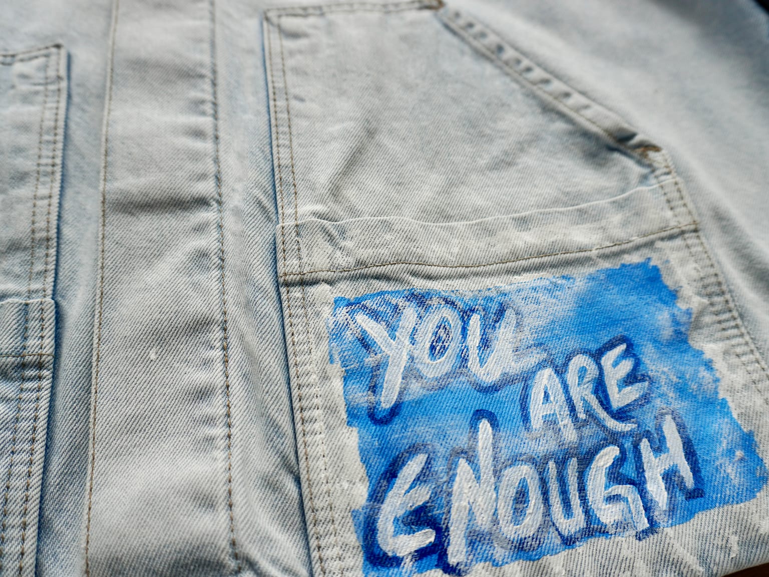 ART IS YOU — hand-painted denim jacket by VALYOU Couture® (detail)