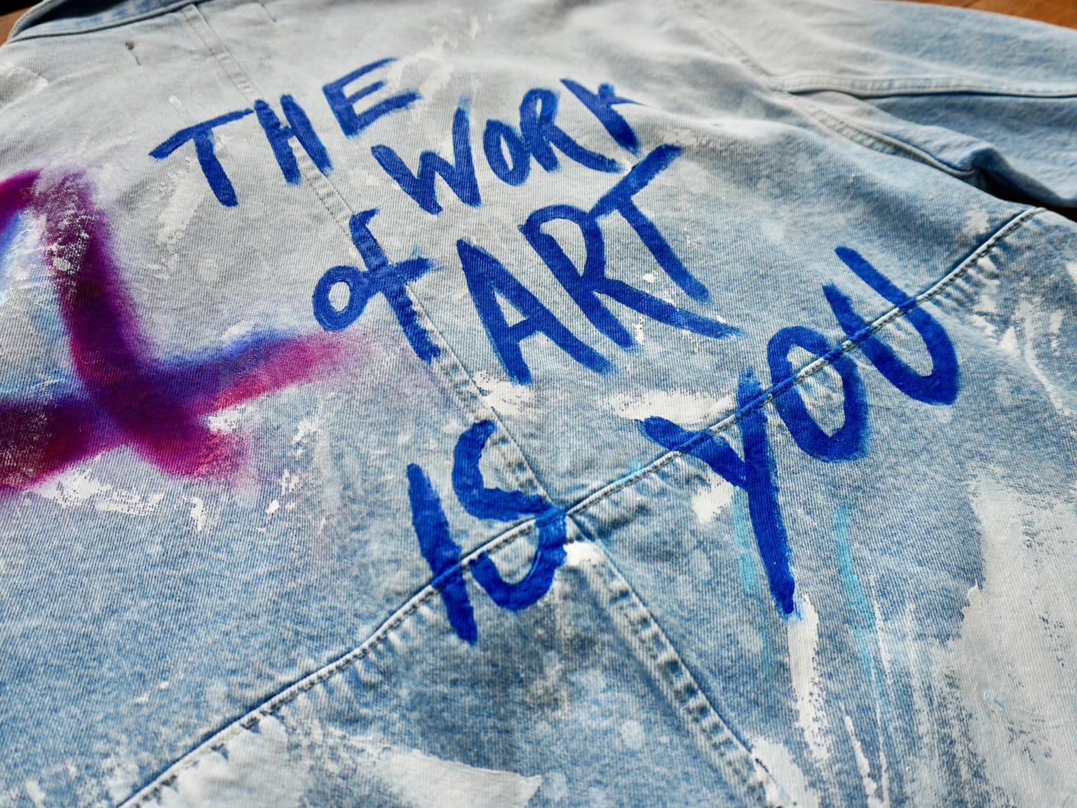 ART IS YOU — hand-painted denim jacket by VALYOU Couture® (detail)