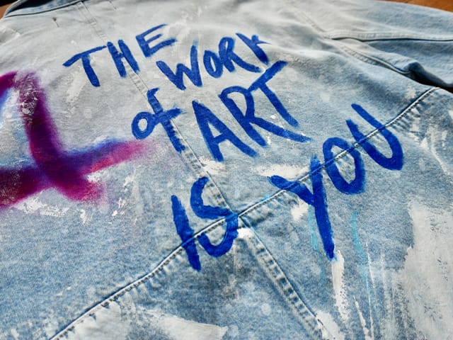 ART IS YOU — hand-painted denim jacket by VALYOU Couture® (detail)