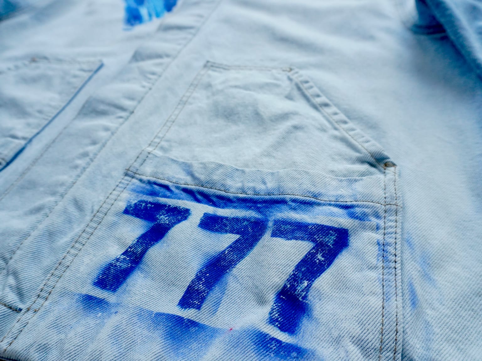 MY OWN SUGAR DADDY — hand-painted denim jacket by VALYOU Couture® (detail)