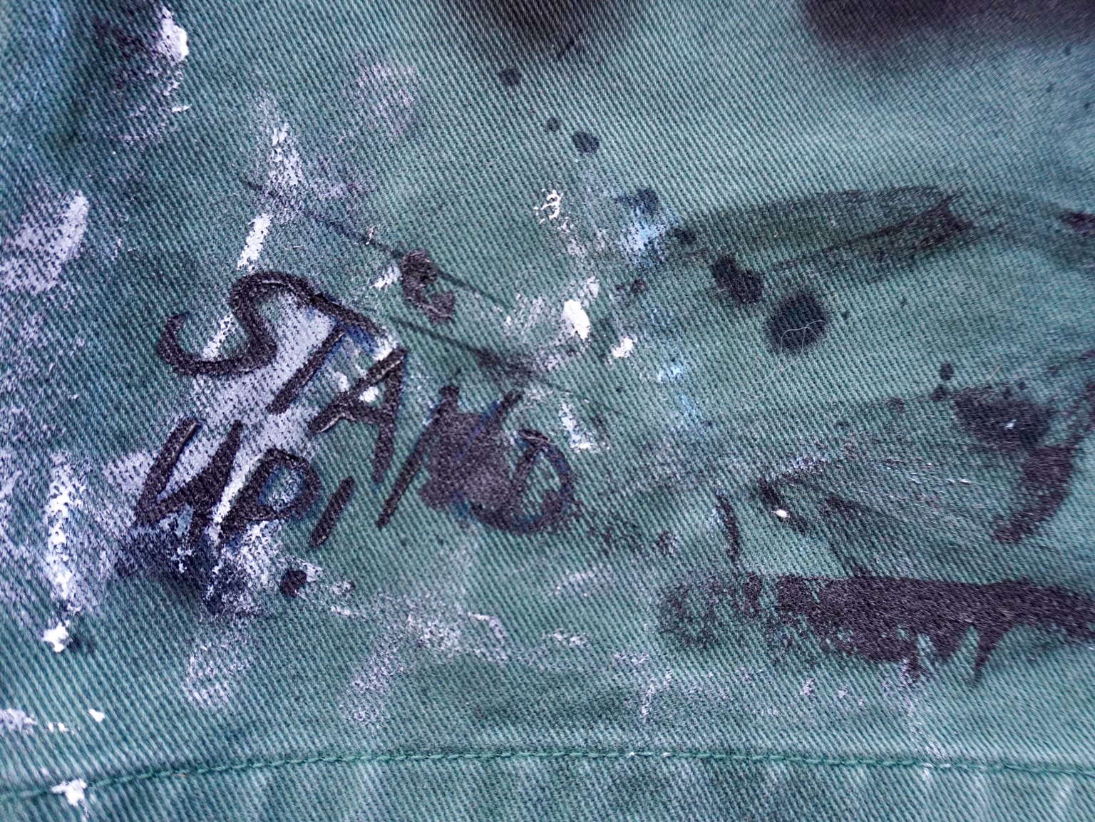 REAL MEN ARE FEMINISTS — hand-painted denim jacket by VALYOU Couture® (detail)